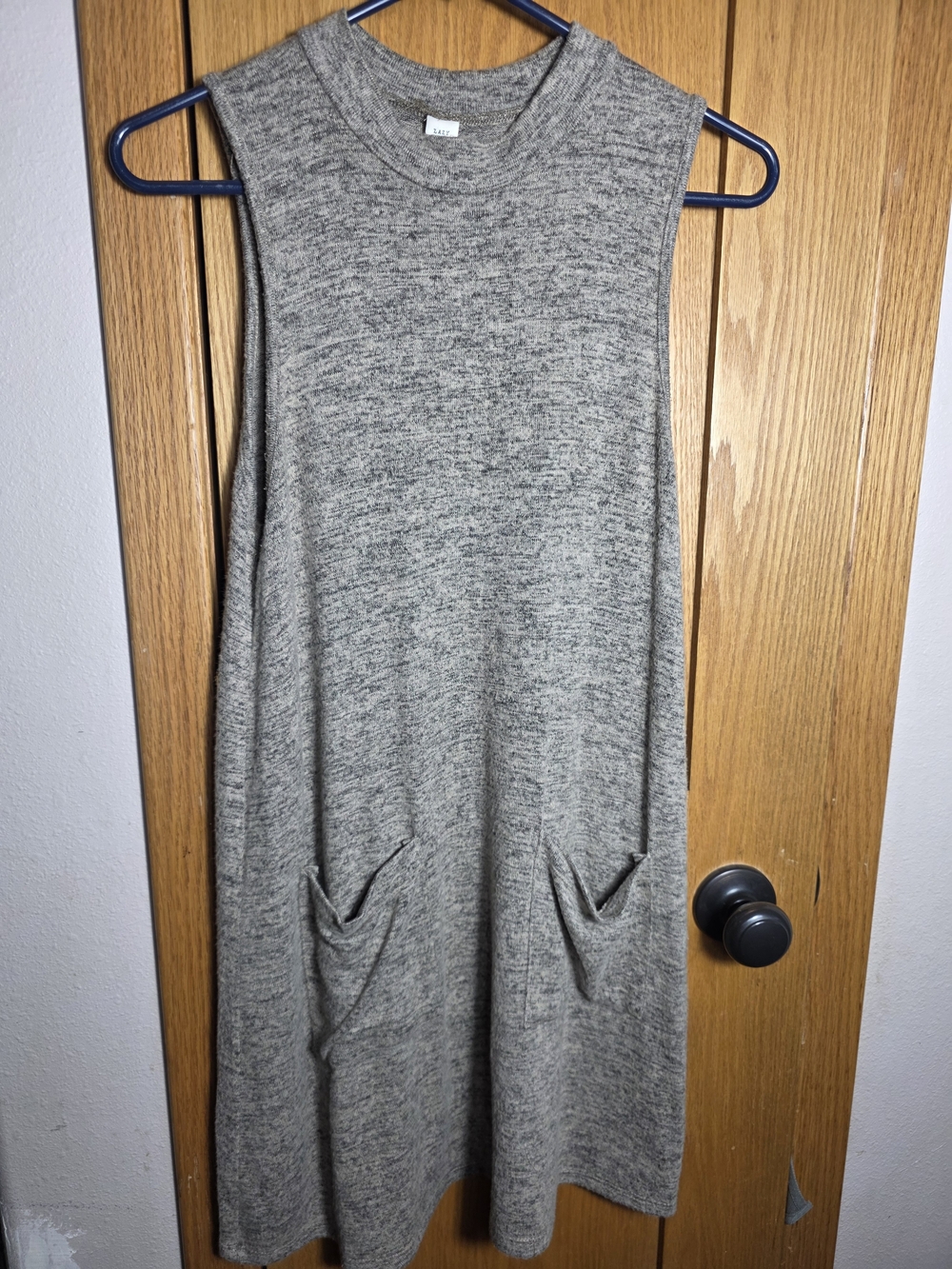 Sleeveless Knit Midi Dress in Heather Gray Lazy Sundays Medium With Pockets Soft